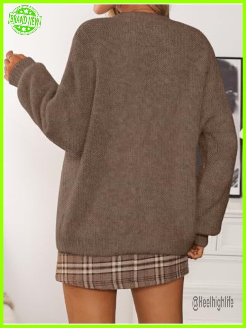 Oversized Crewneck Pullover Sweater Long Sleeve Knit Tunic Top - Picture 3 of 5